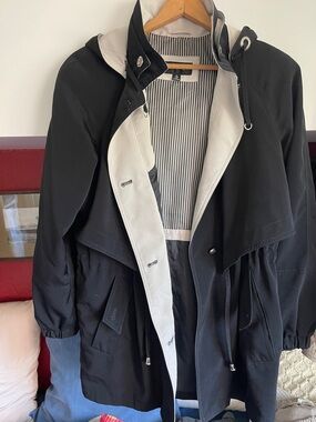 Braetan Black Hooded Trench Coat with Cream Interior